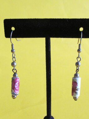 Ceramic bead earrings drop dangle